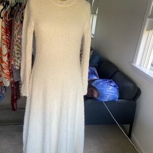 Vince Cream Long Sleeve Bishop Sweater Dress